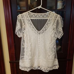 WHBM Lace Top with Attached Tank